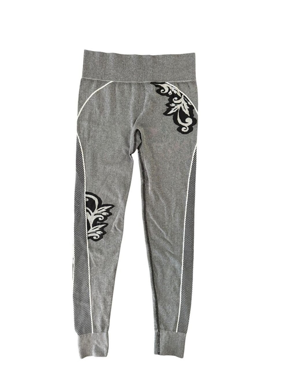 Athleta Medium Seamless Athletic Leggings Gray Marled Jacquard Gym Yoga Ankle